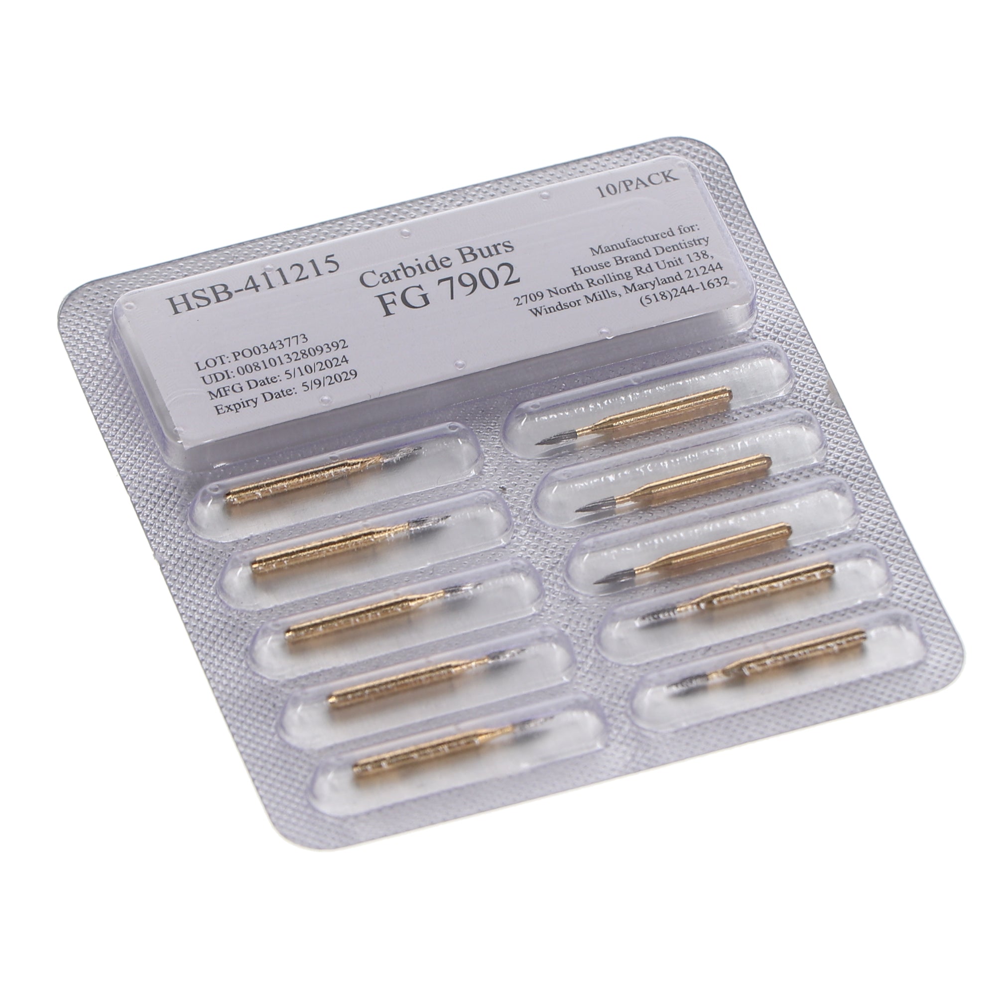 House Brand Dentistry 411215 HSB FG #7902 Needle Trimming & Finishing Carbide Burs 10/Pk House Brand Dentistry 411215 HSB FG #7902 Needle Trimming & Finishing Carbide Burs 10/Pk